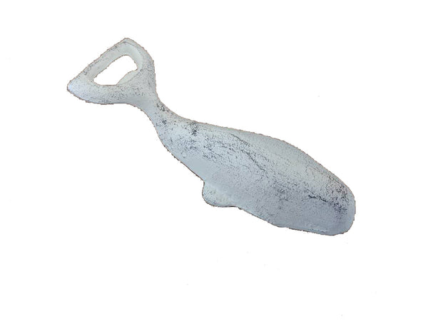 Whitewashed Cast Iron Whale Bottle Opener 7"