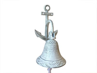 Whitewashed Cast Iron Wall Hanging Anchor Bell 8"