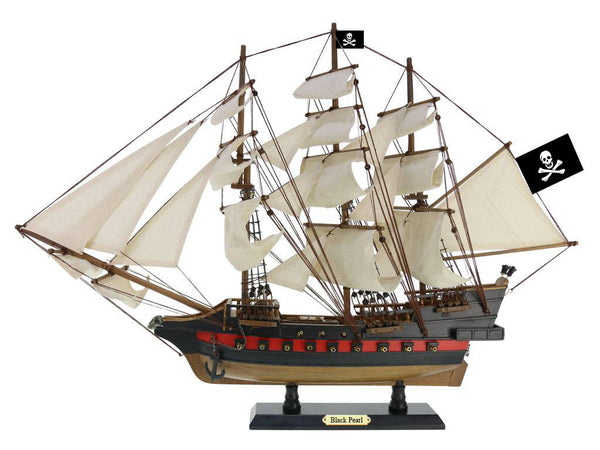 Wooden Black Pearl White Sails Limited Model Pirate Ship 26"