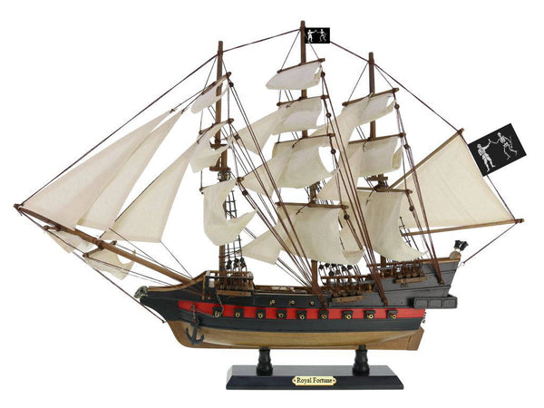 Wooden Black Bart's Royal Fortune White Sails Limited Model Pirate Ship 26"